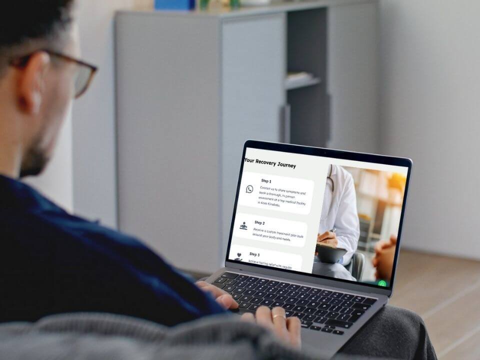 a person viewing a healthcare webpage designed by Solbright