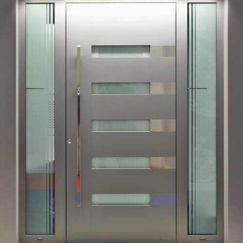 a grey aluminium door
