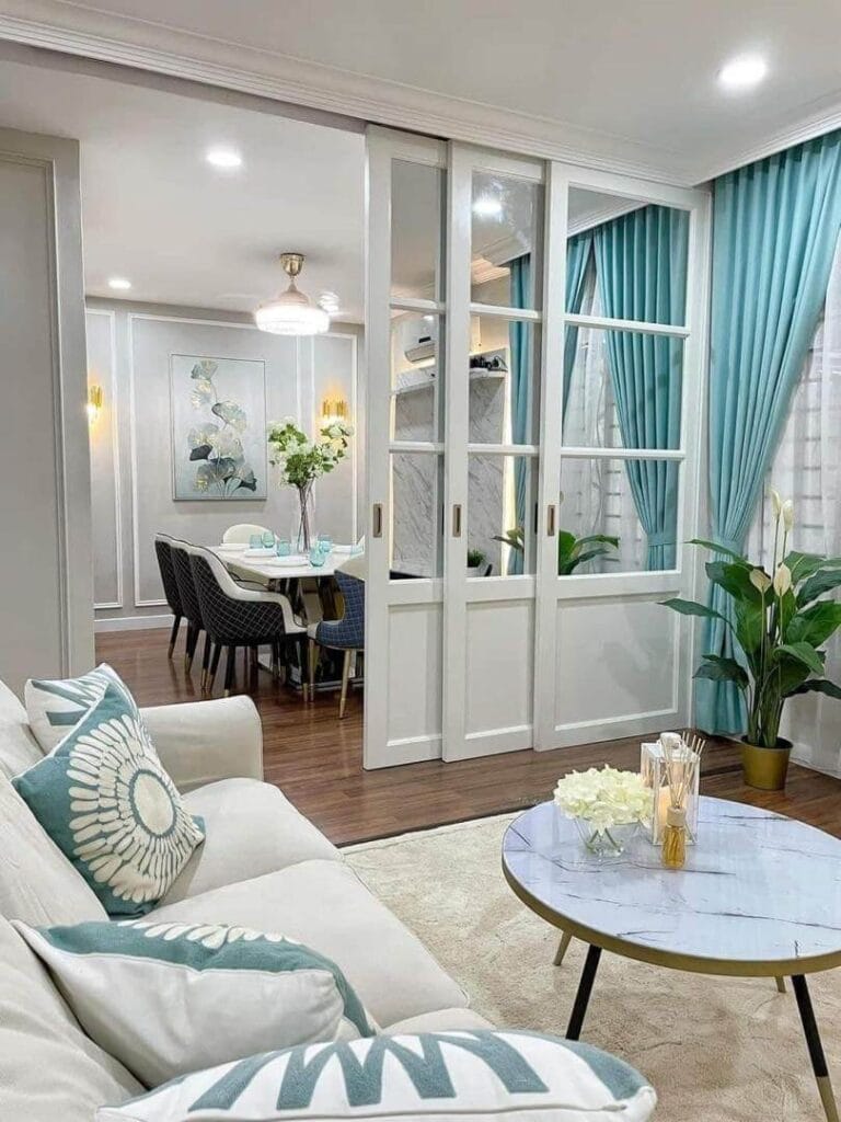 living and dining hall in a newly renovated house